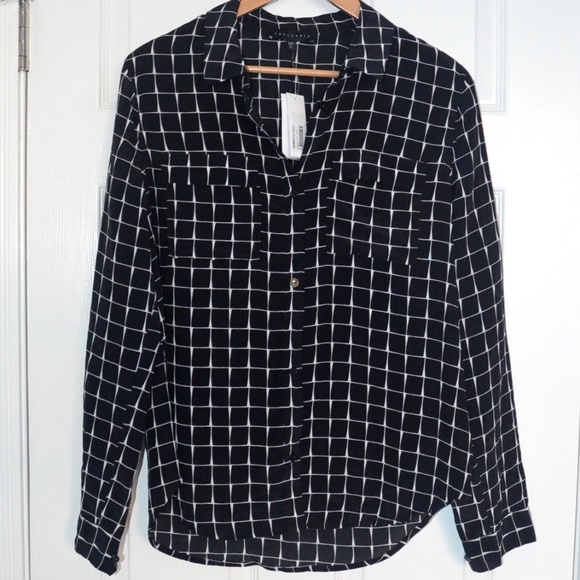 Sanctuary Black and White Square Blouse L - Picture 4 of 7